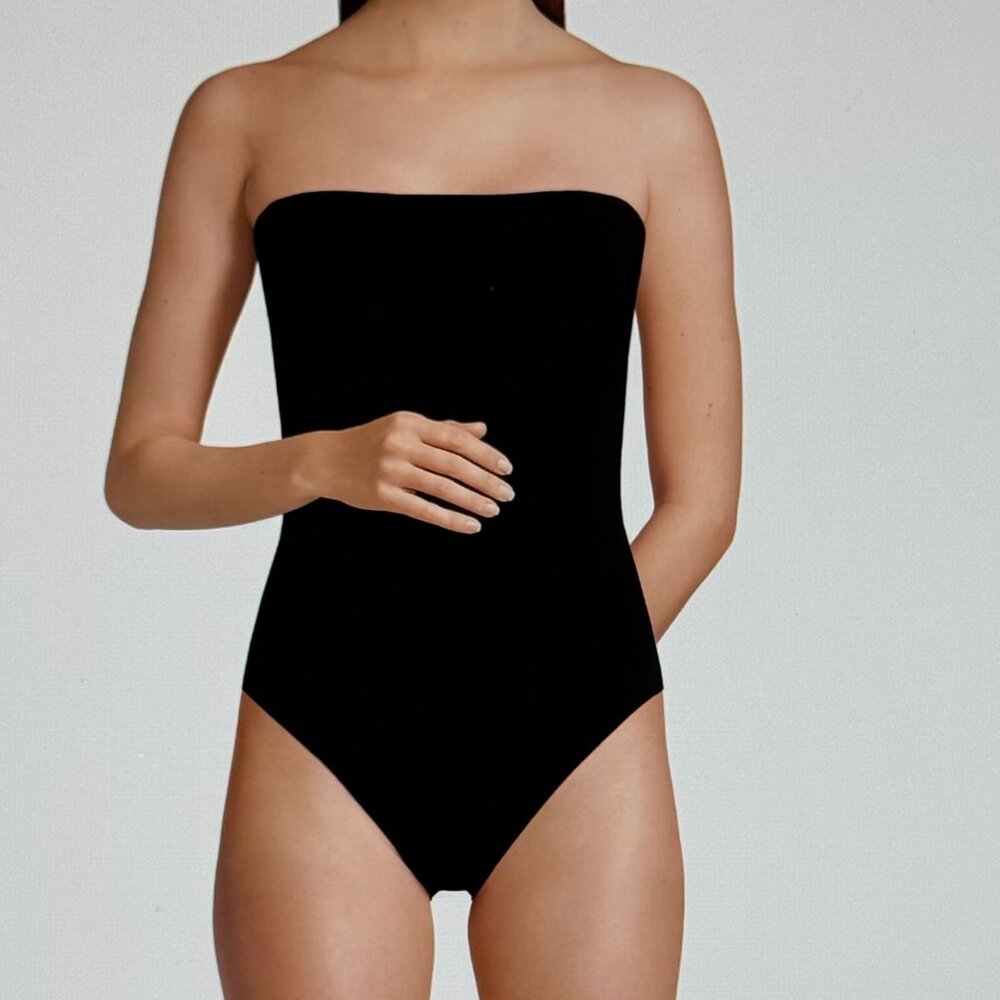 Lands' End Women's Chlorine Resistant Bandeau High Leg Strappy Swimsuit NWT - Picture 3 of 6